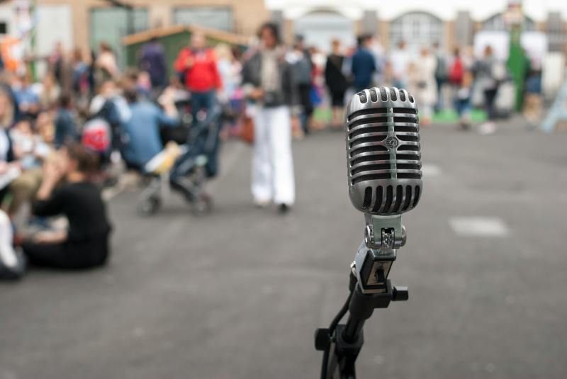 Microphone at public event