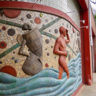 Ceramic mural in the River Arts District