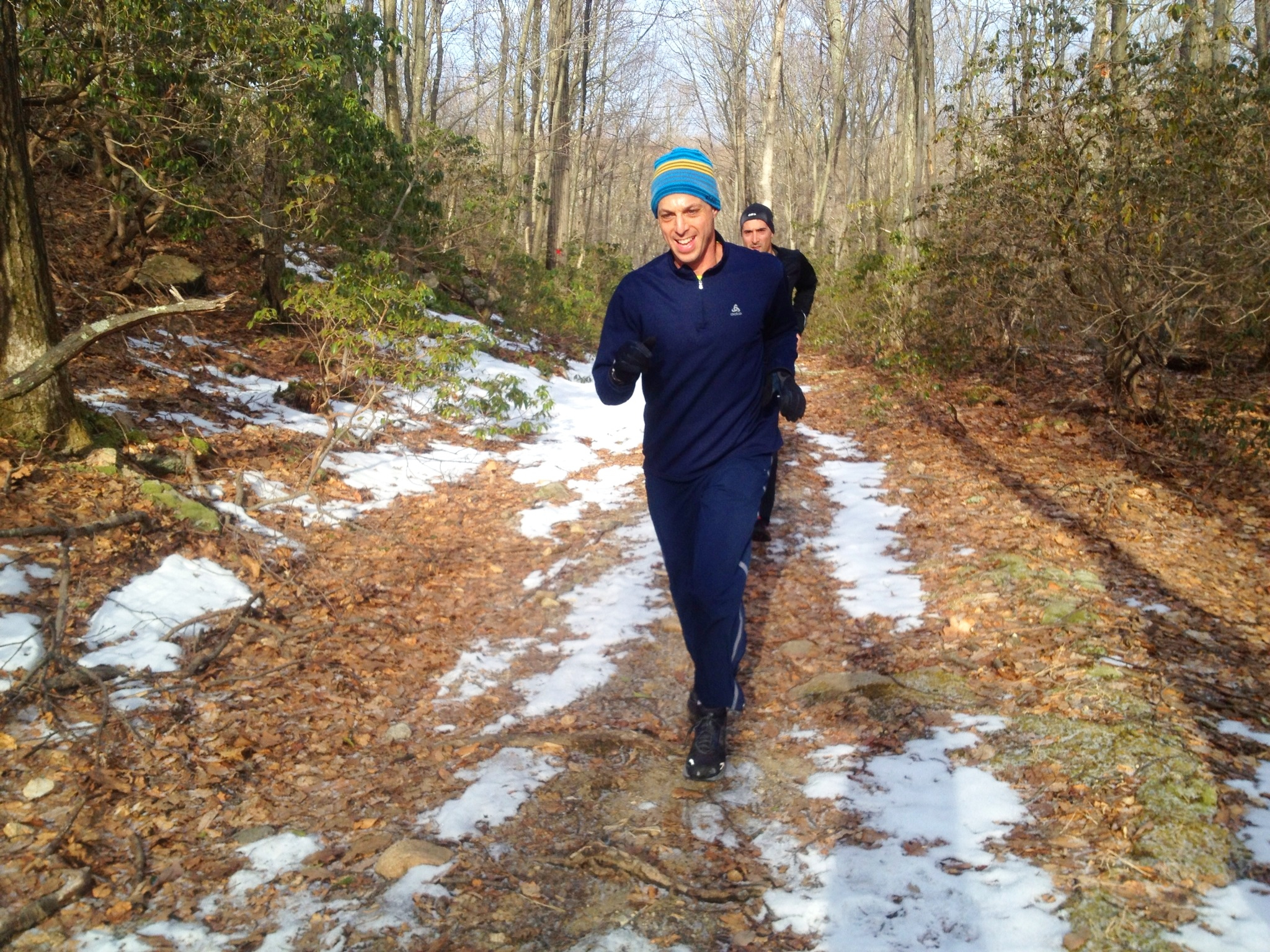 Dan and Jonathan come up the Red trail winter 2014.