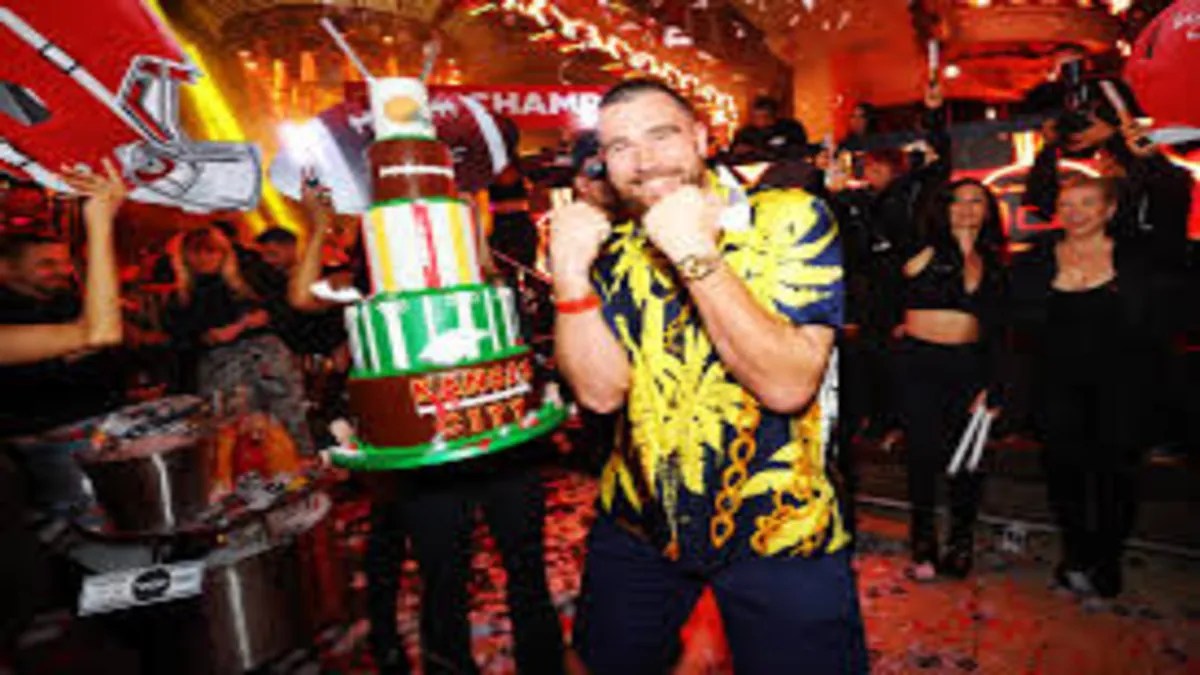 "Travis Kelce's Epic Vegas Celebration: Dancing to Taylor Swift and Super Bowl Victories!"