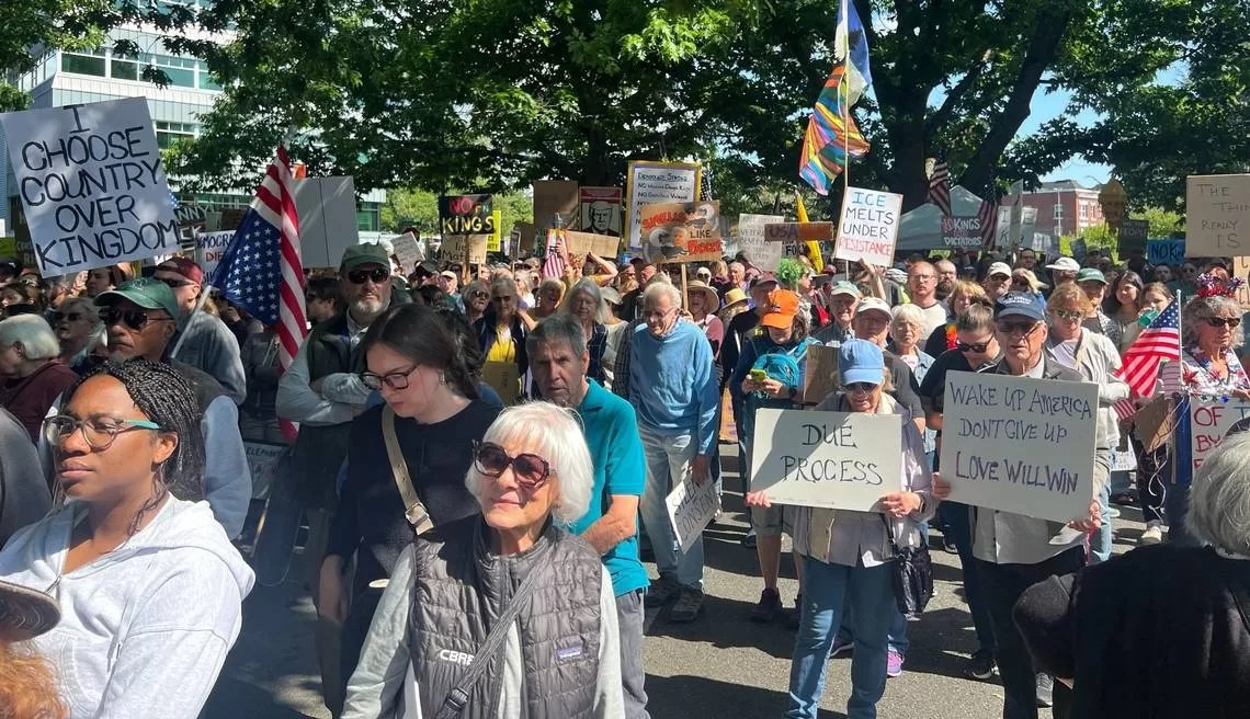 "Thousands Join 'No Kings' Rally in Bellingham to Protest Trump Policies and Defend Democracy"