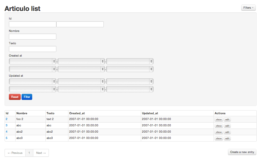 There is a lot of flexibility in the design of your edit, update and list . Crud Generator Bundle By Itscaro