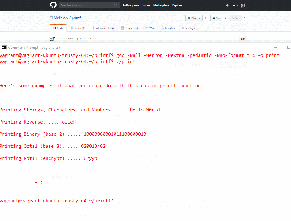 Printf C Code Example Now printf iterates through each characters of user string and copies the character to the output string.
