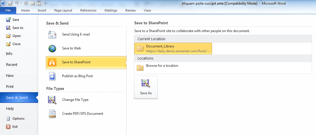 Managing Documents From Microsoft Office Sensenet Community