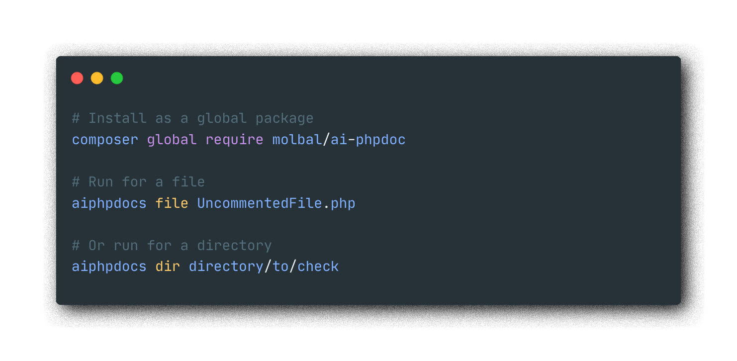 GitHub - molbalai-phpdoc: AI PHPDocs is a tool that uses GPT-3 to  automatically add missing PHPDoc comments to your PHP code.