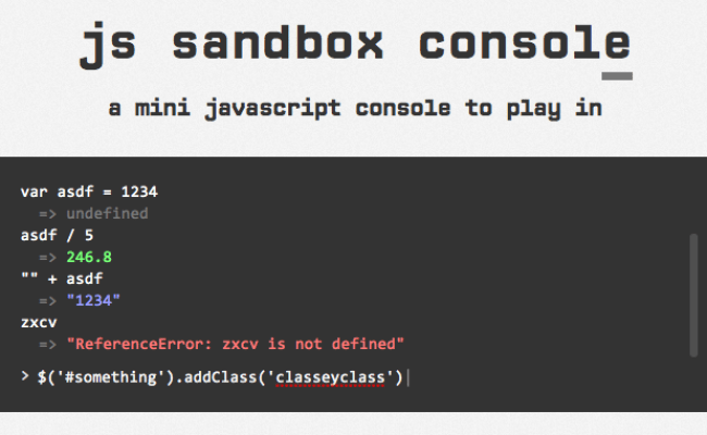 GitHub - Openexchangerates/javascript-sandbox-console: A Mini ...