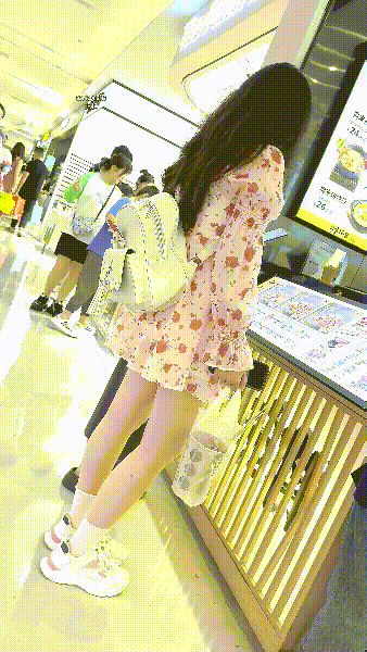 【KFC】长裙学生和闺蜜逛街买小吃❤️前后CD淡黄色半透内