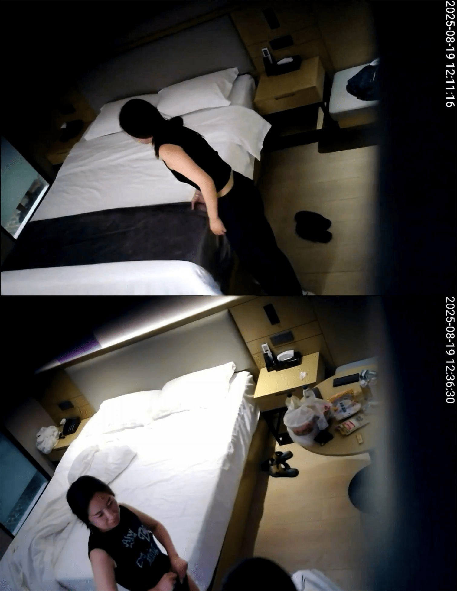 8-19流出天眼酒店偷拍❤️模特身材美女和闺蜜老公偷情中途还点了一大桌外卖高清完整版