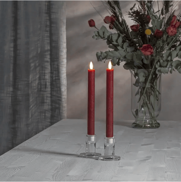 FÖRBOKA 1 NOVEMBER LED-antikljus 2-pack Flamme Rustic – Röd