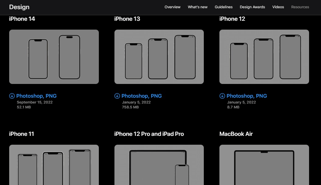 iPhone設備框圖檔、UI資源，Apple官方免費提供