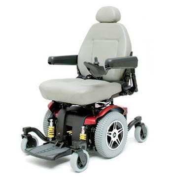 This image shows a power wheelchair available for rental