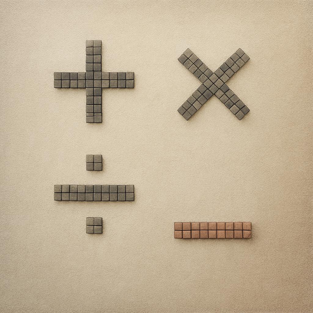 Tiles on walls as if in a math solving problems process.