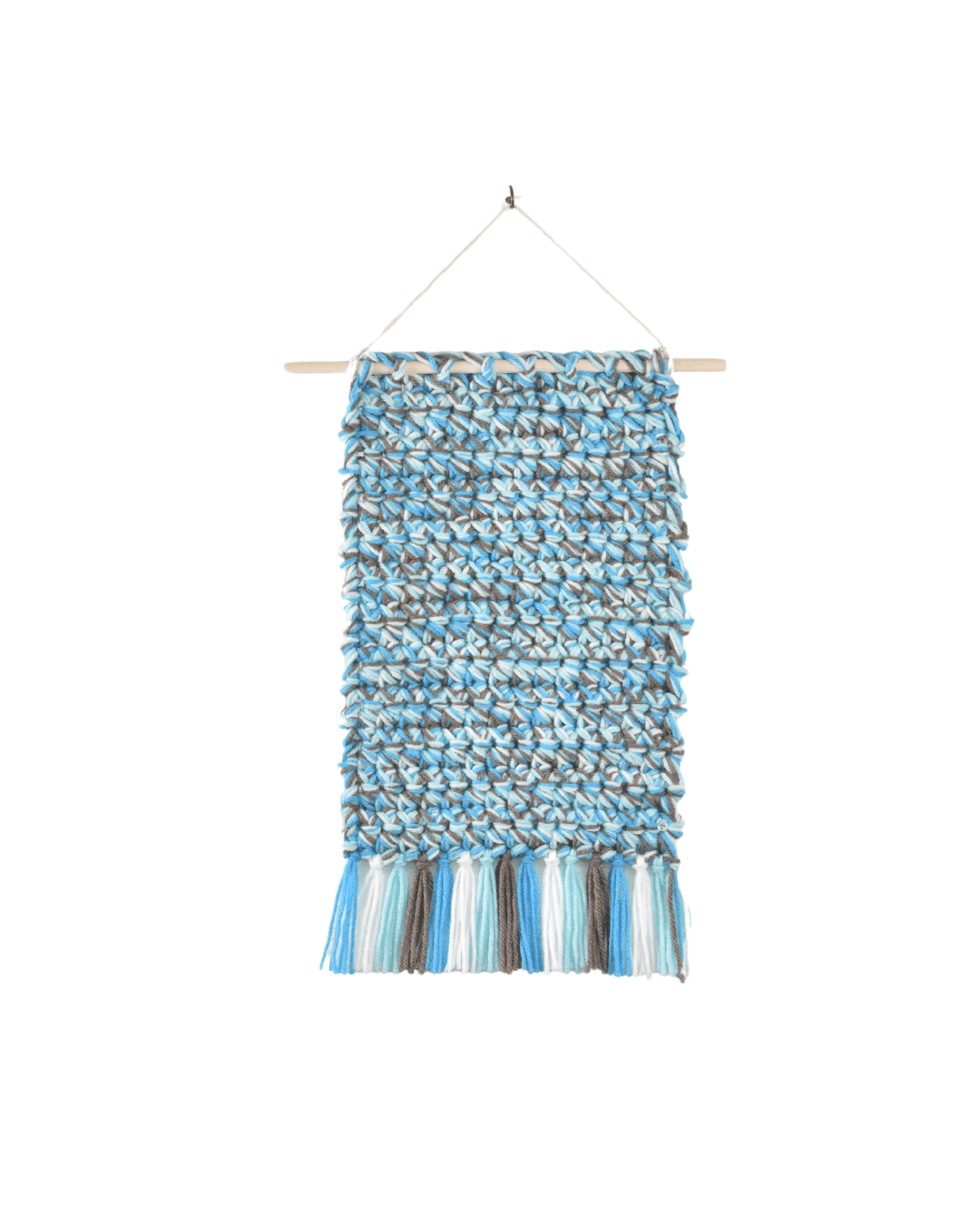 Rainy Day Blues Crochet Wall Art