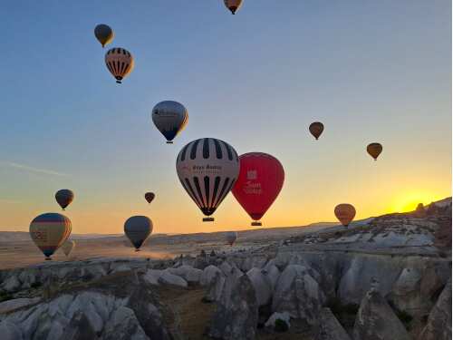 Sunrise hot air balloon ride in Cappadocia, Turkey