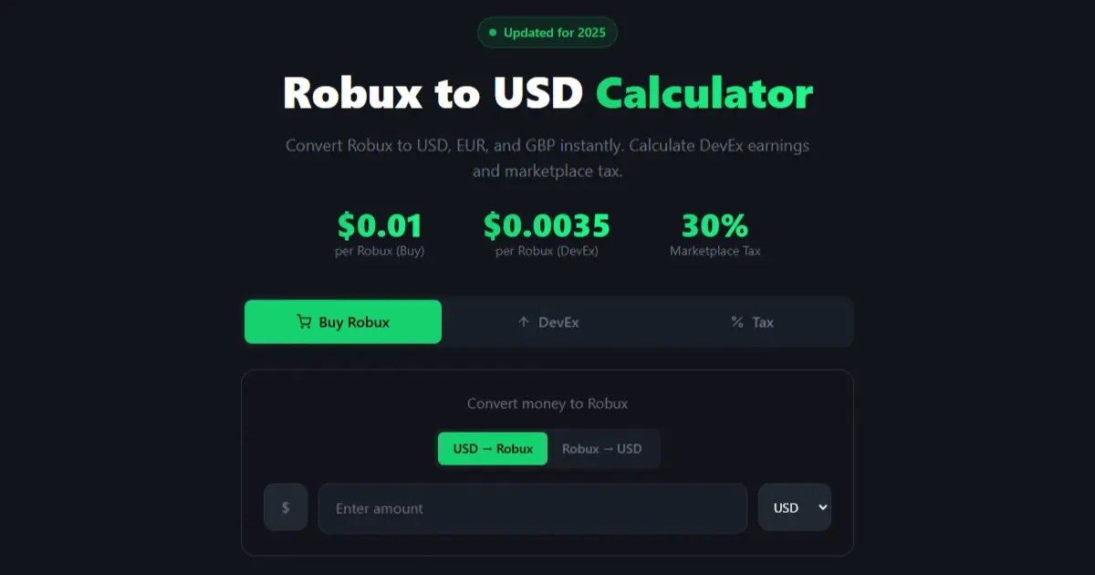Robux To USD Calculator Free Converter DevEx Rates OG.webp