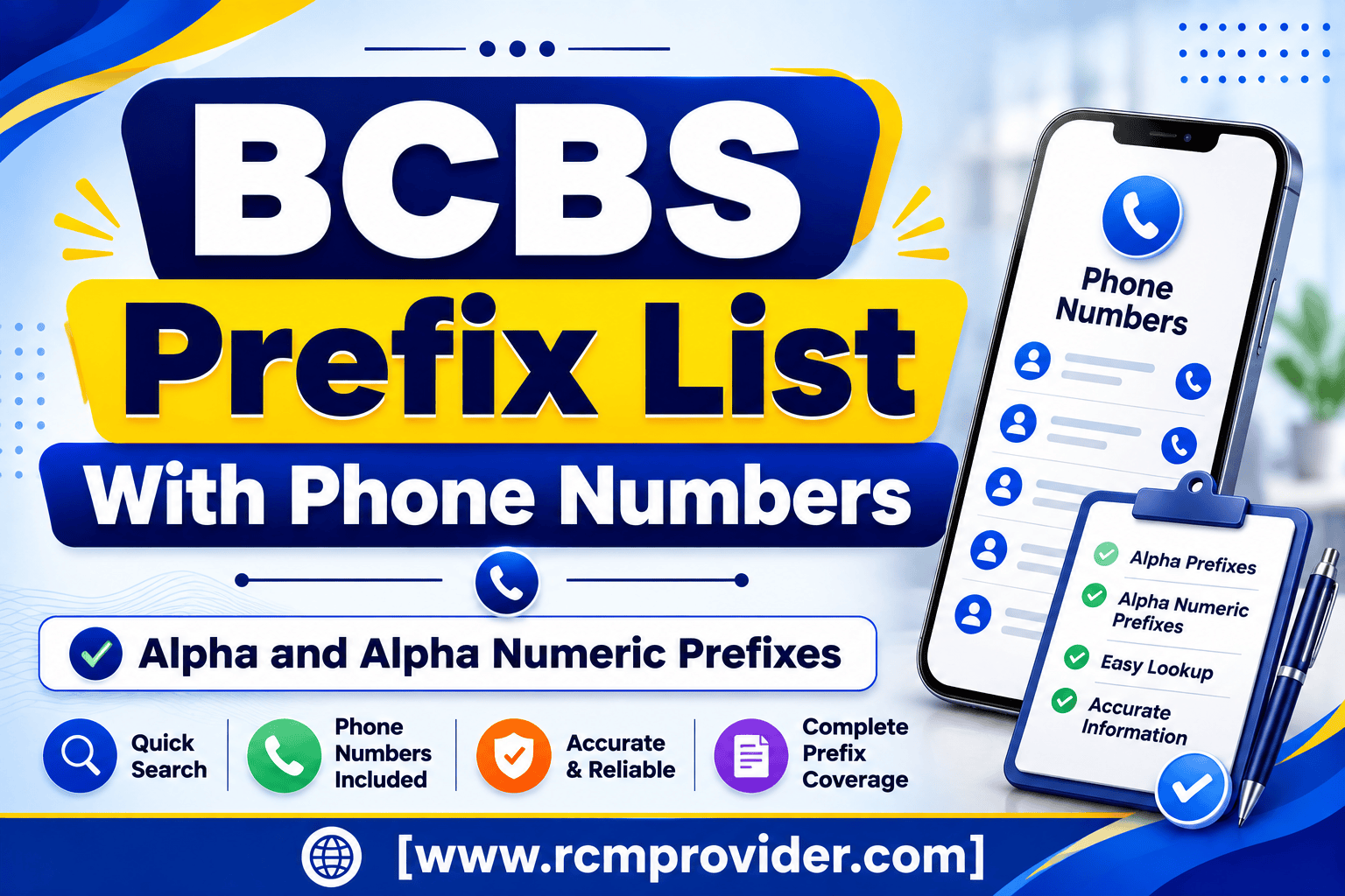 BCBS Prefix List With Phone Number