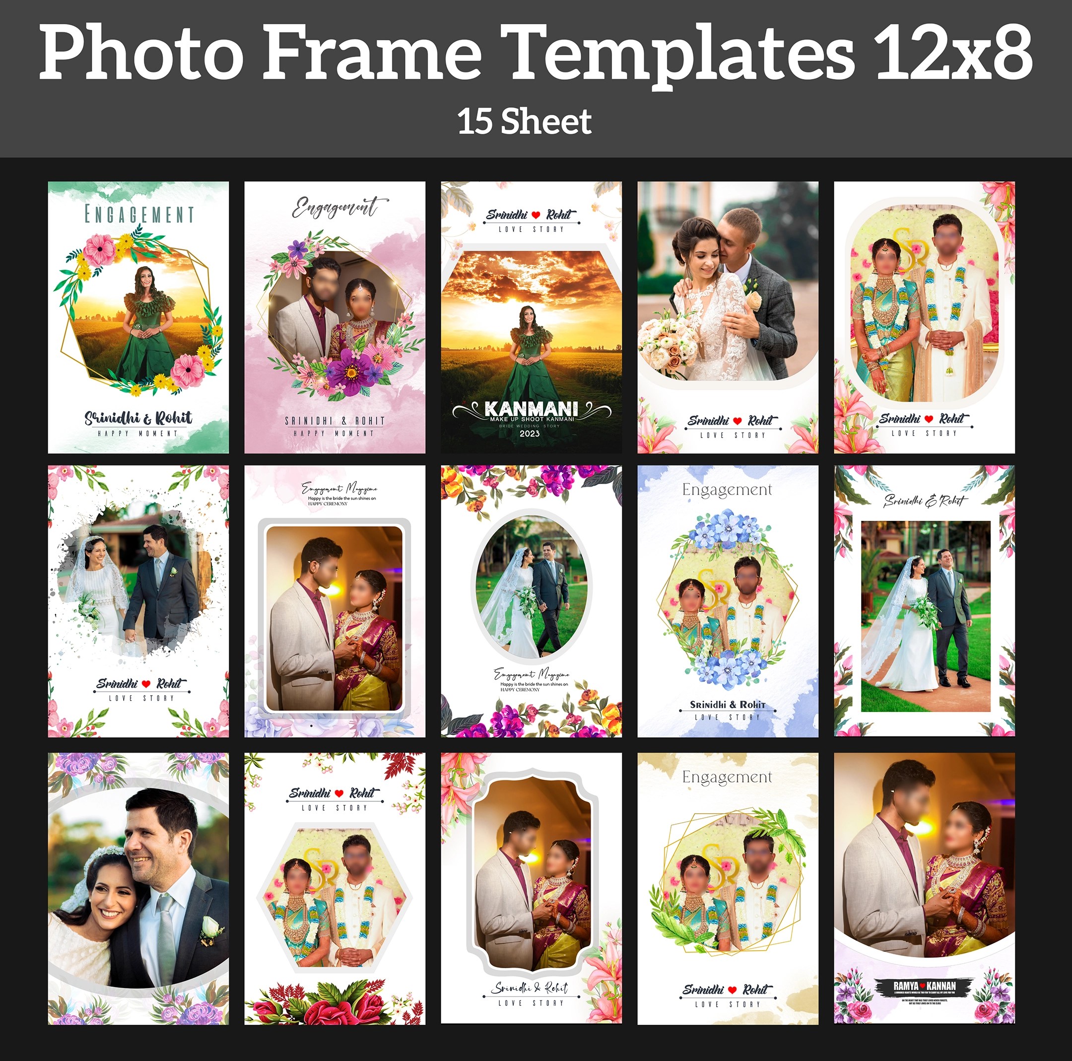 Wedding Photo Frame Template 12x8 / 15 Sheet RC Design
