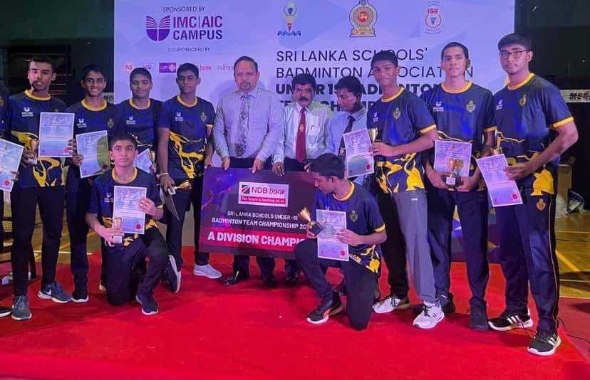 Royal College Under 19 Badminton Team emerged as "A" Division Champions
