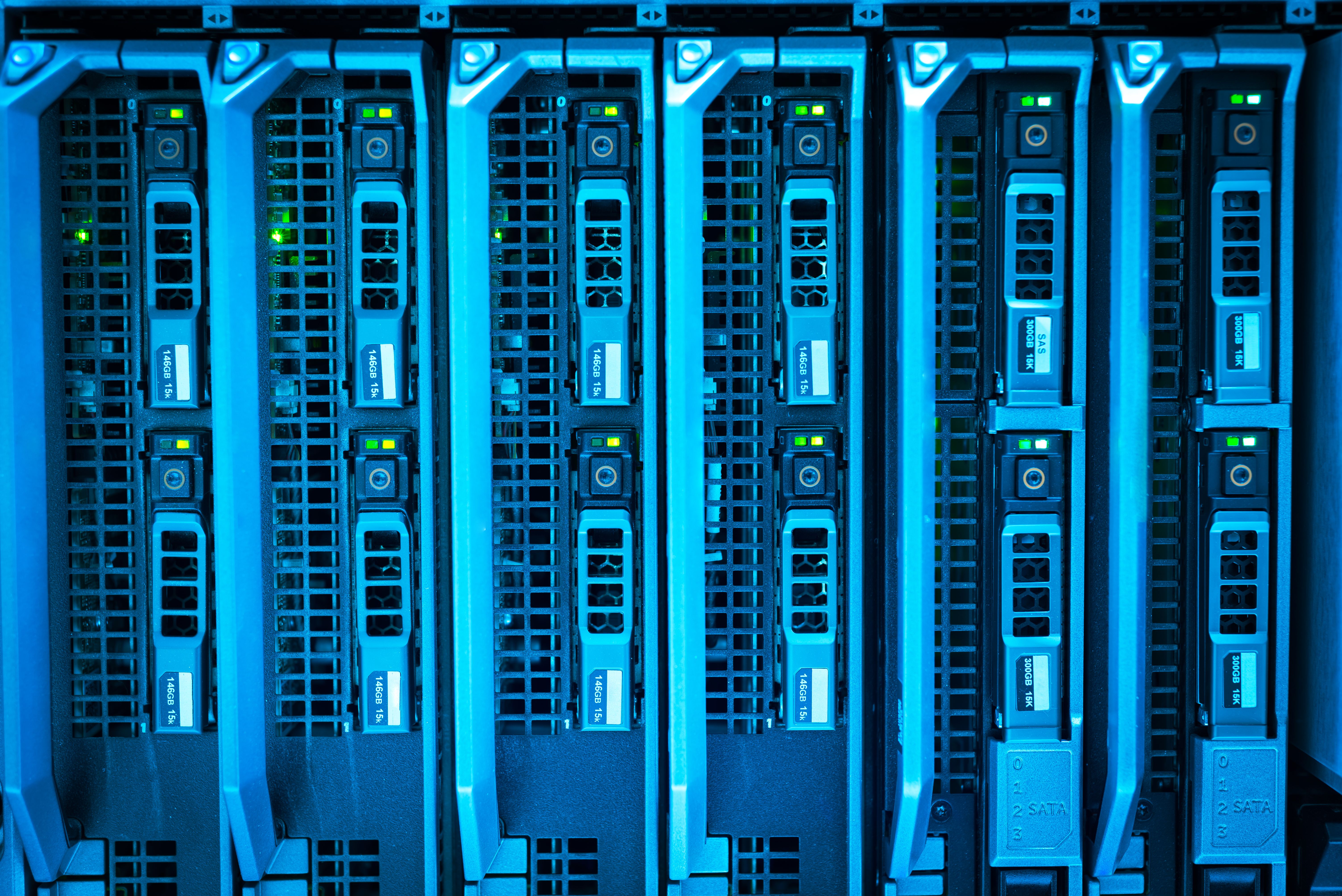 Blue-lit server racks — RDI Solutions data protection and backup