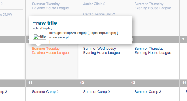 hover on eventCalendar