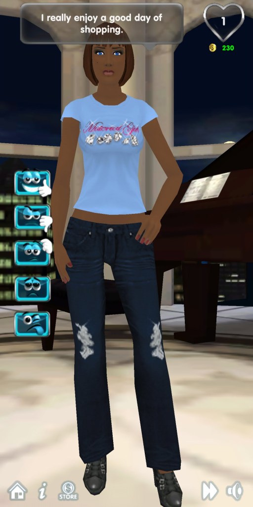 My Virtual Girlfriend saying she likes shopping