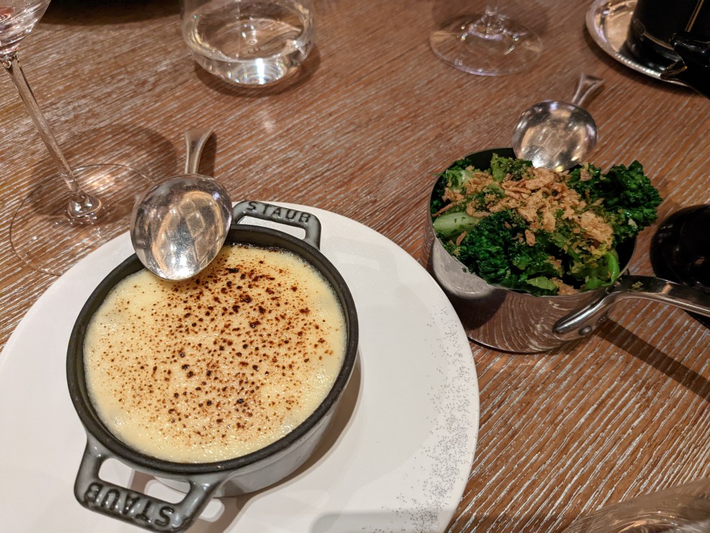 Cauliflower cheese and broccoli dishes at The Grill At The Dorchester