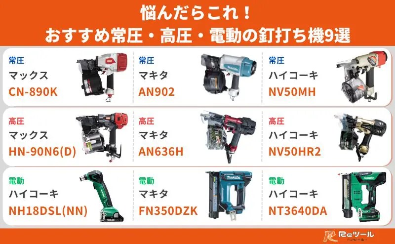 常圧・高圧・電動のおすすめ釘打ち機9選！選び方や種類の違い・安全