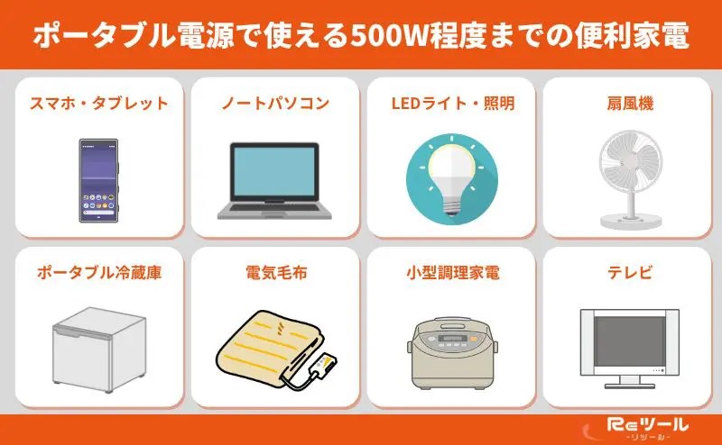 ポータブル電源で使える家電は？500Wぐらいの便利家電やオススメモデル