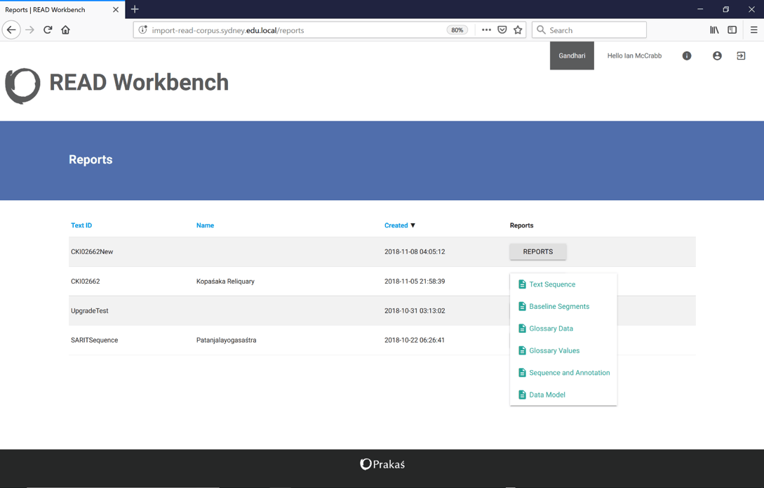 Reports – READ Workbench