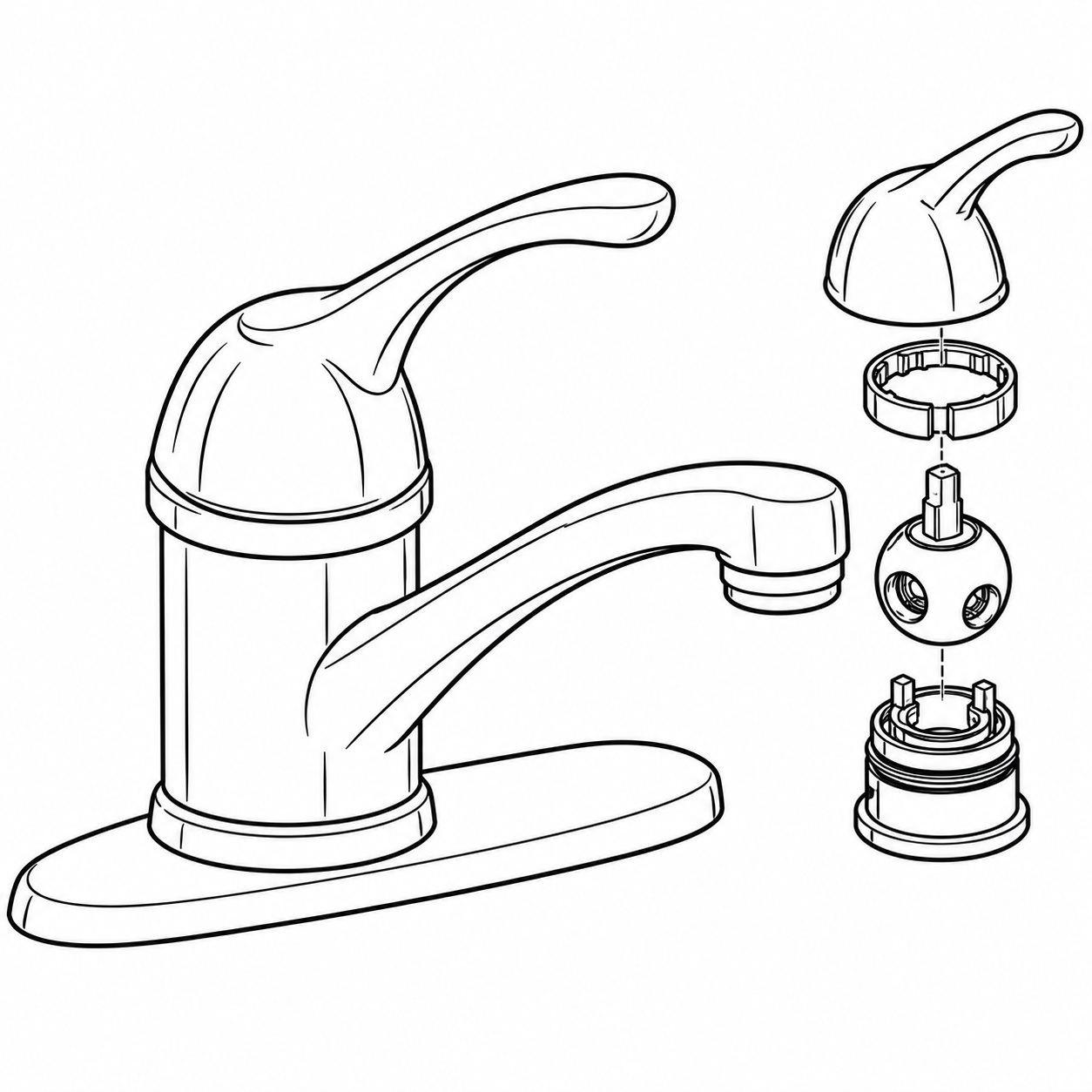 Ball-style, single-handle faucet