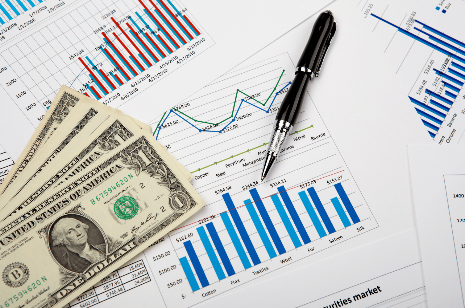 an image of money and charts depicting financial preparedness