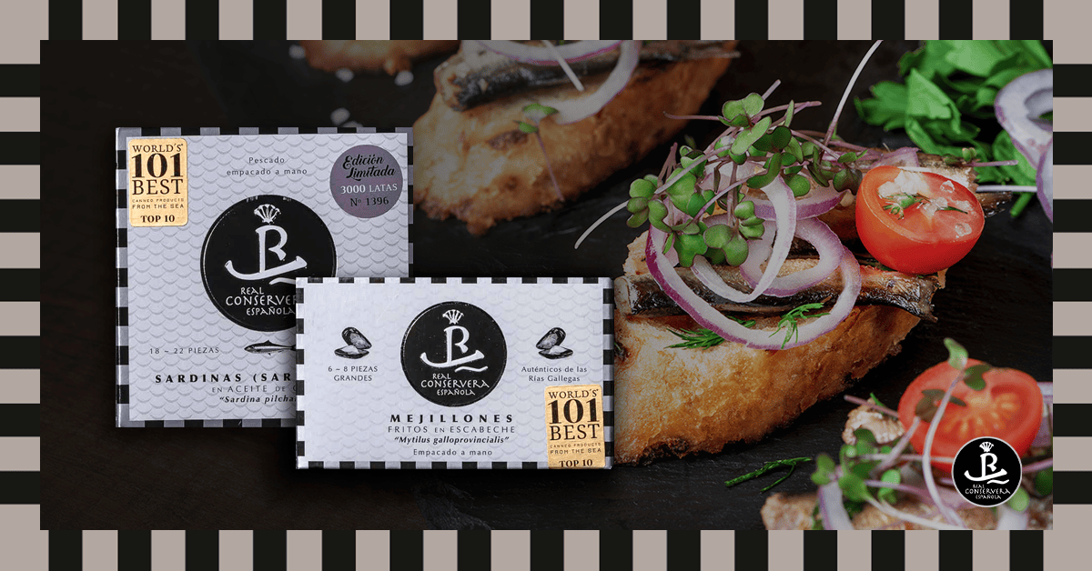 Canapés de latas de conservas gourmet