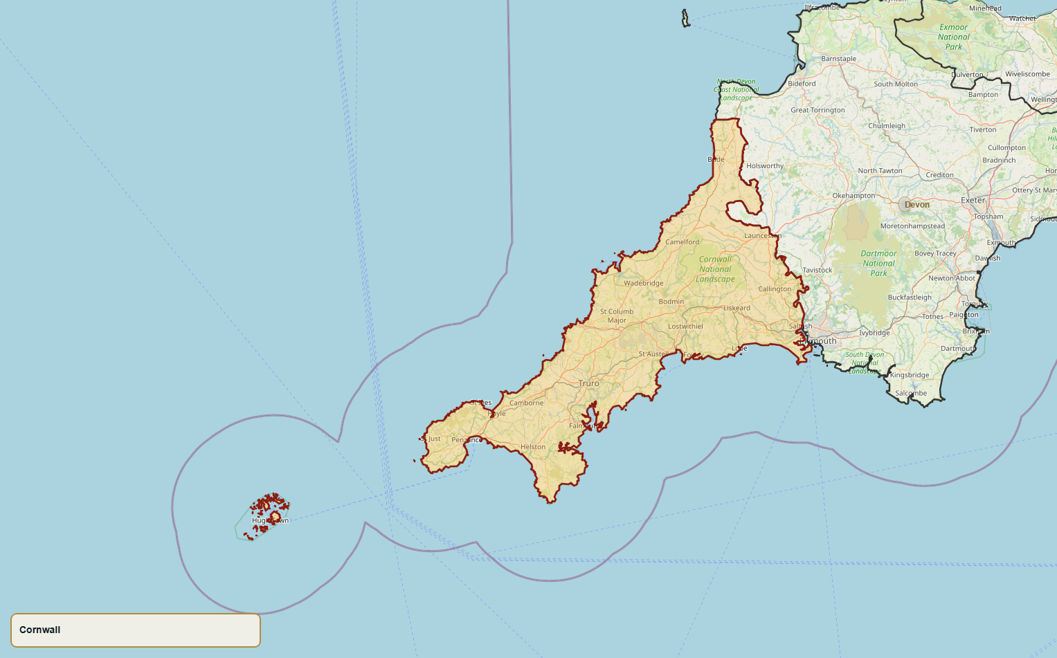 County of Cornwall Map.