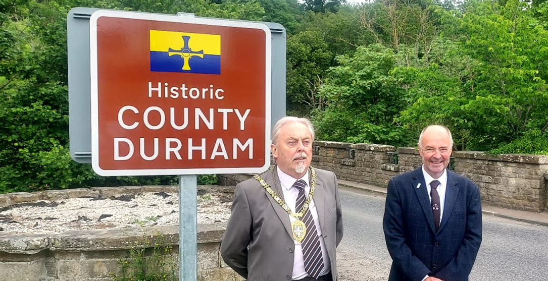 unveiling of one of the County Durham signs.