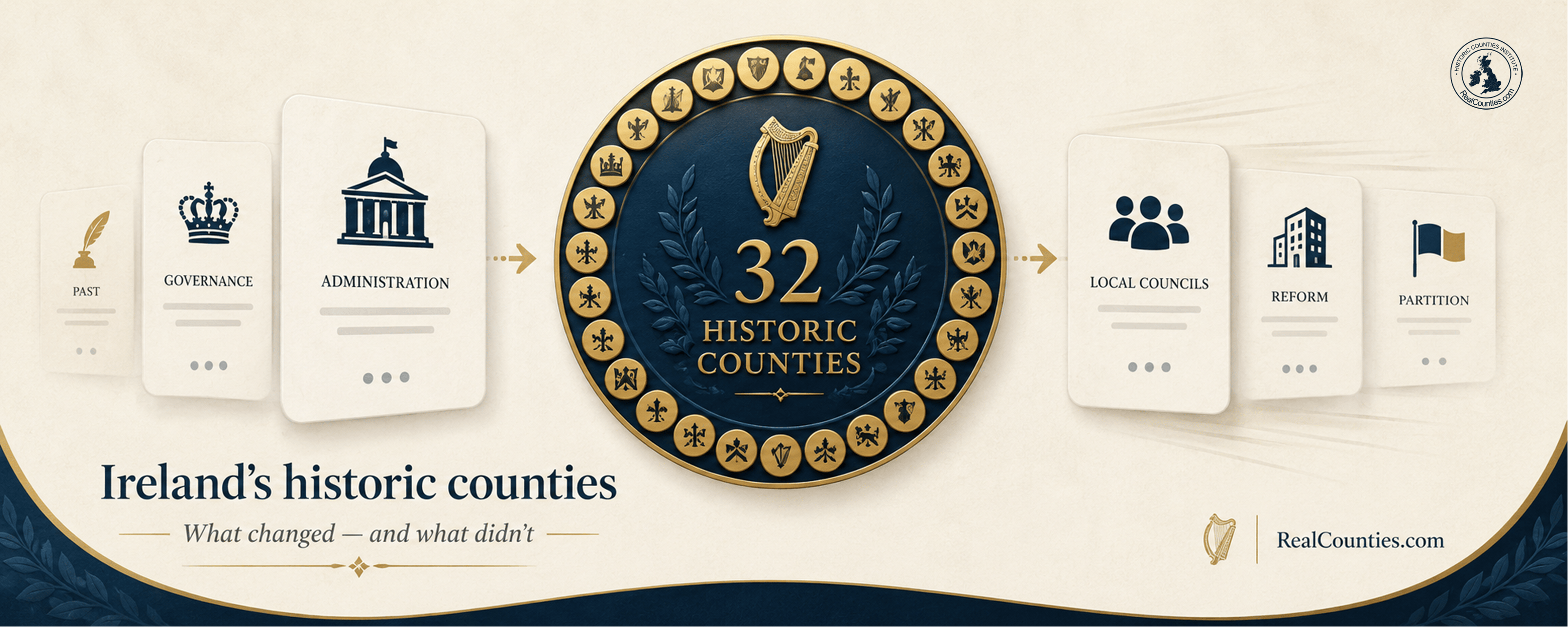 infographic explaining the 32 counties of Ireland.