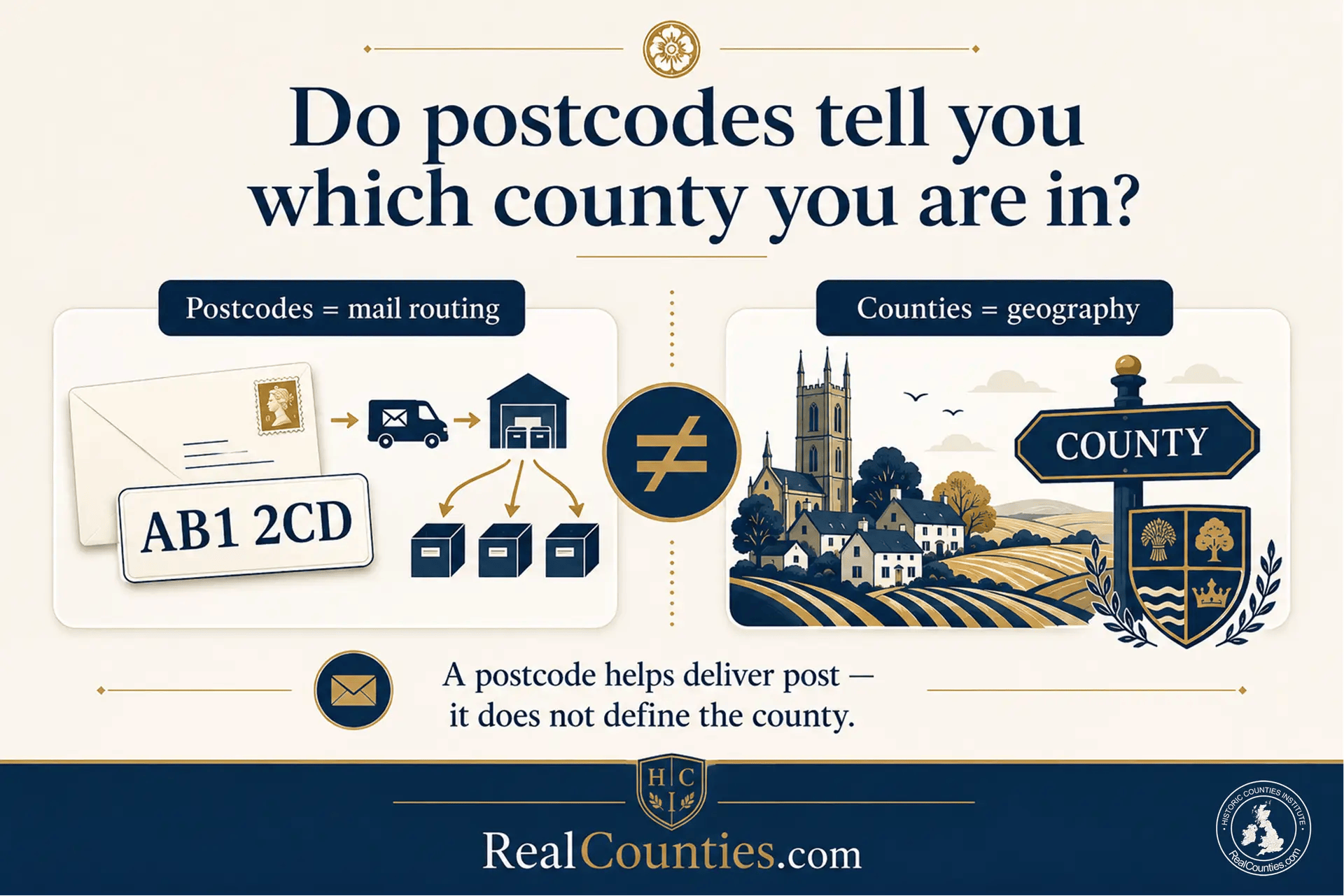 Do postcodes tell you which county you are in?