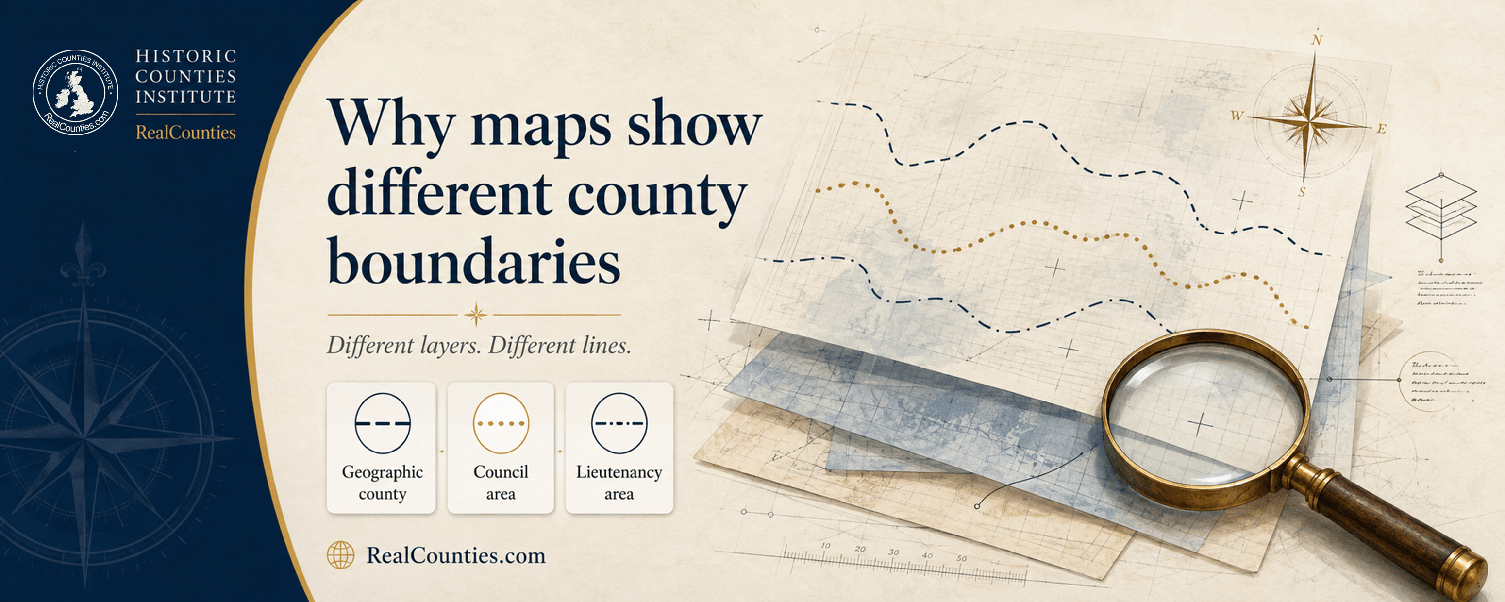 infographic explaining why maps show different county boundaries.