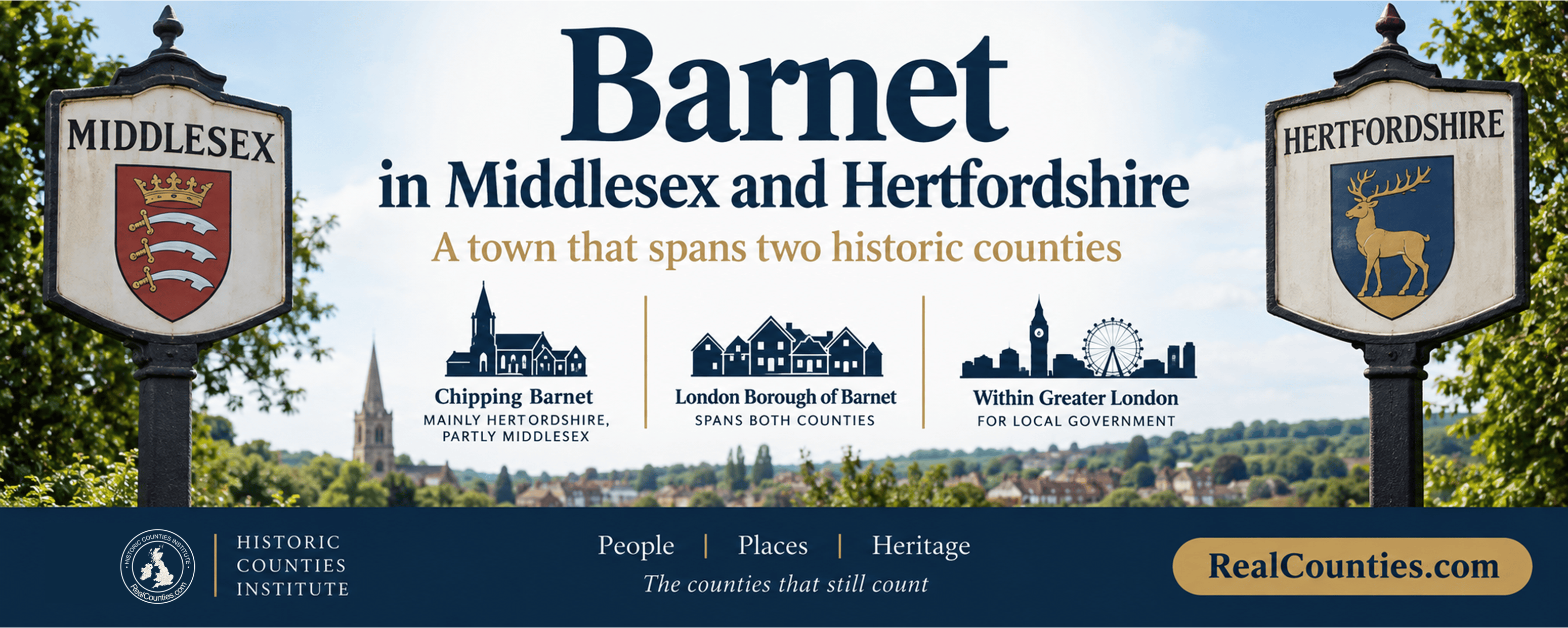 infographic showing Barnet split between Middlesex and Hertfordshire.