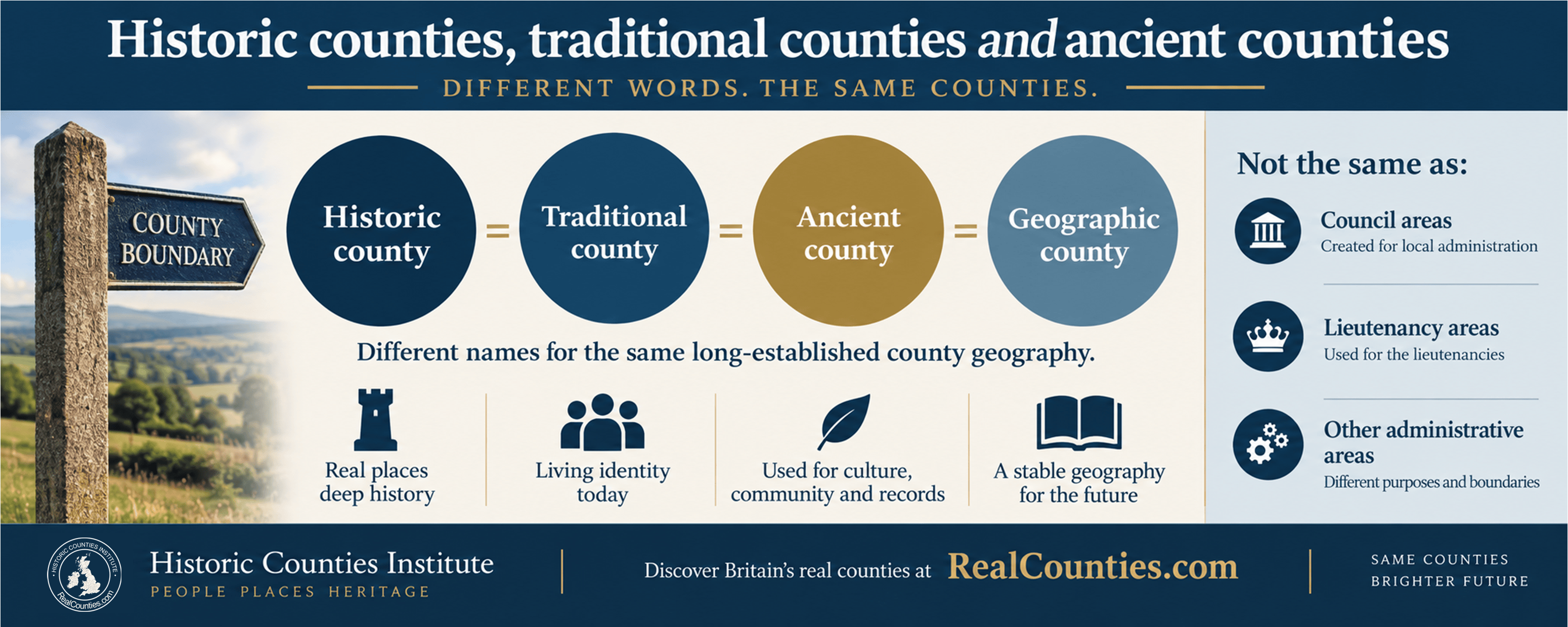 infographic explaining the different terms for the ancient geographic counties.