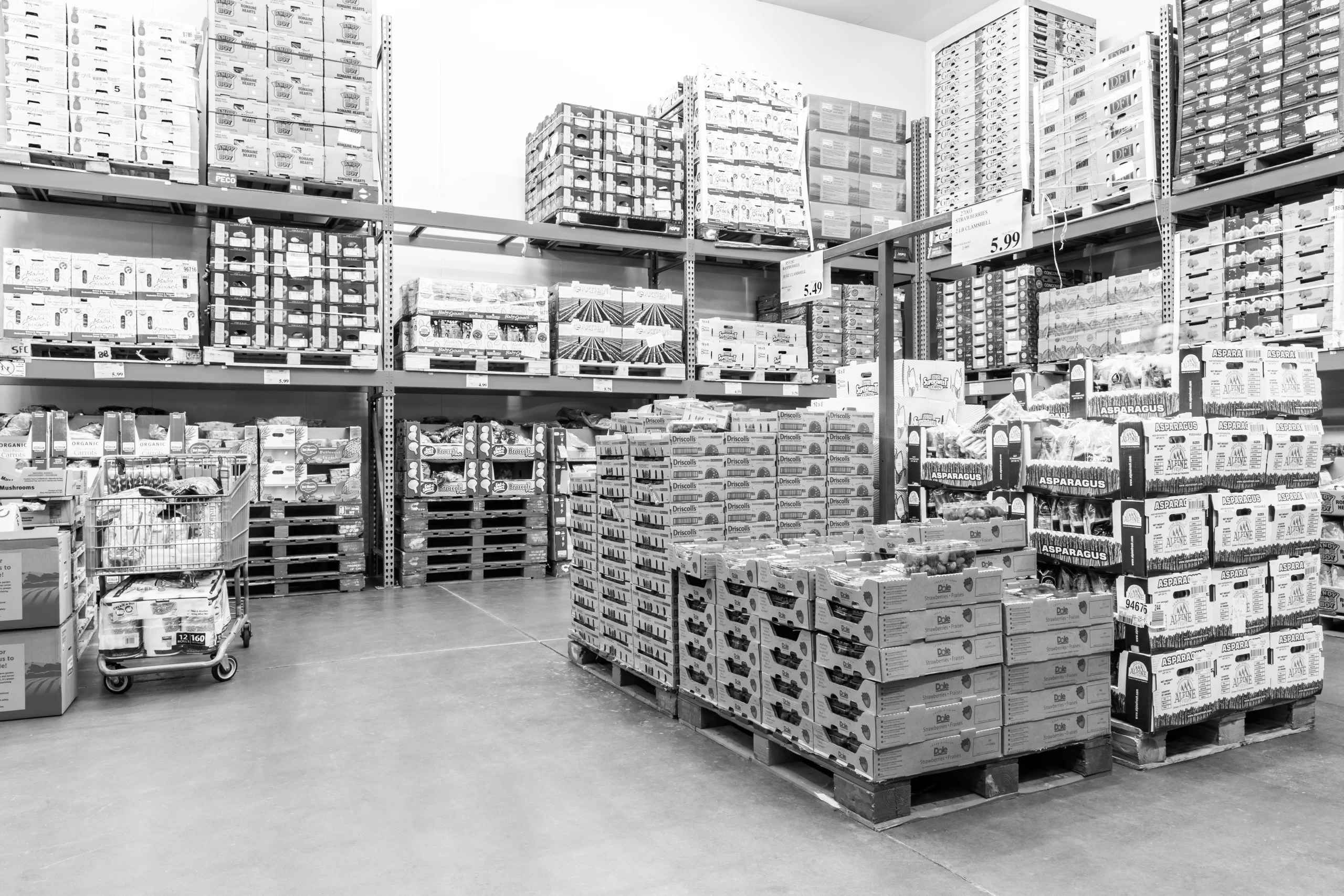 EAST HANOVER, NJ, USA - SEPTEMBER 27, 2104: Fresh Produce cold room in a Costco store. Costco Wholesale Corporation, a membership only warehouse club, is the second largest retailer in USA.