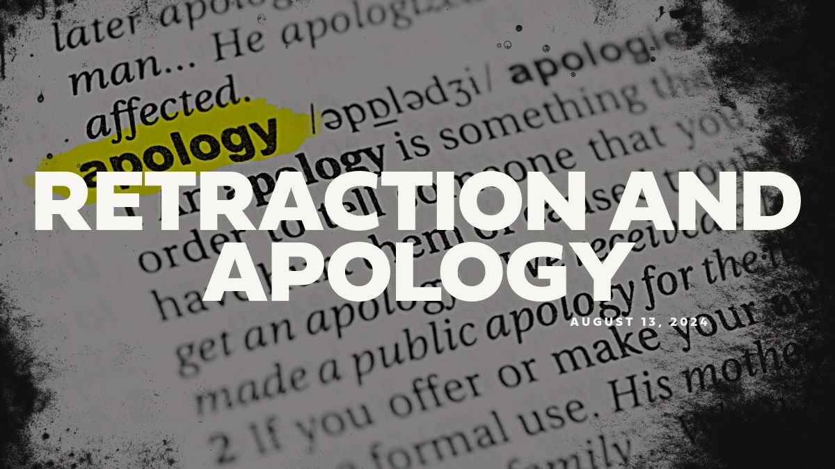 Retraction and Apology