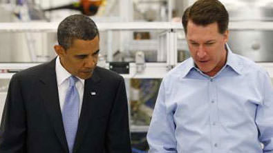 President Barack Obama with Solyndra's Chris Gronet 
