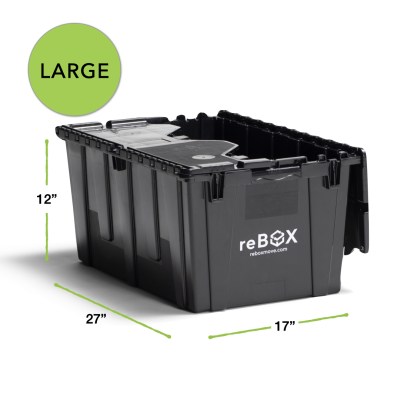 Large reBOX with dimensions of 27 inches by 17 inches by 12 inches tall