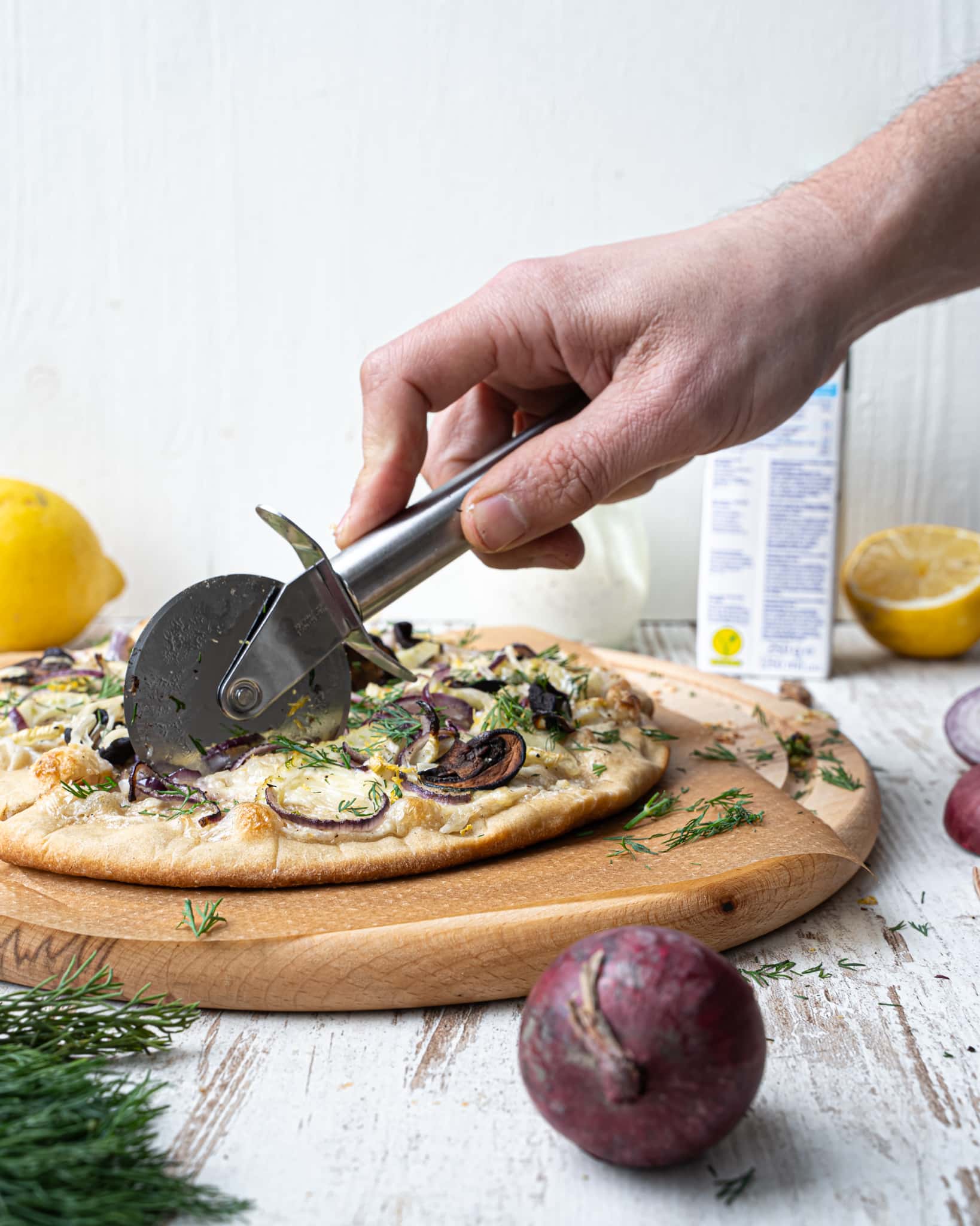 Allerhande flammkuchen aansnijden