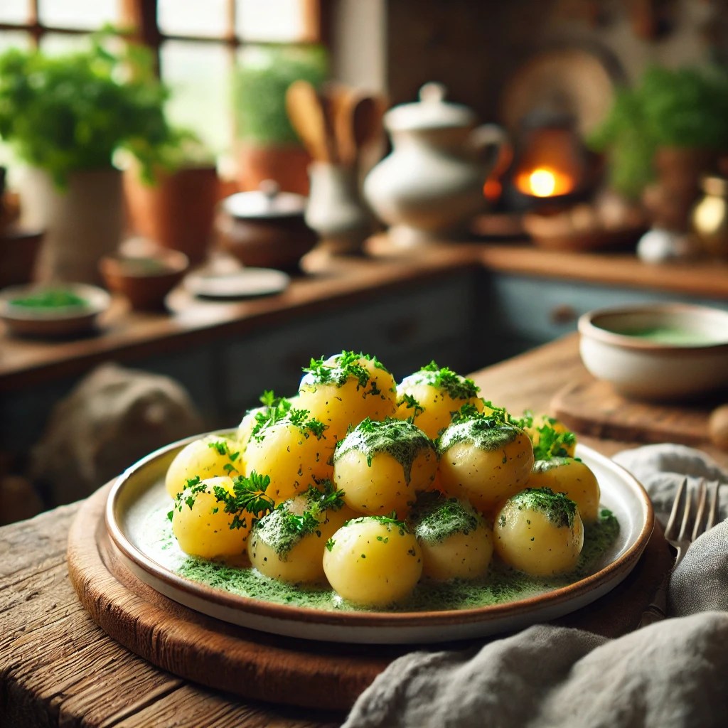 Aardappelen in Romige Peterseliesaus