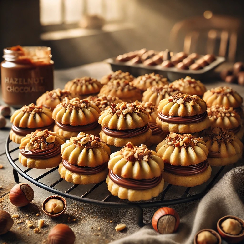 Koekjes met Hazelnoot-Chocoladevulling