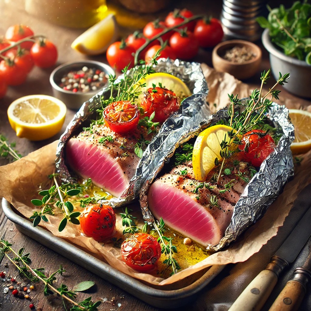 Gegrilde Tonijnfilet in Zilverpapierpakketjes