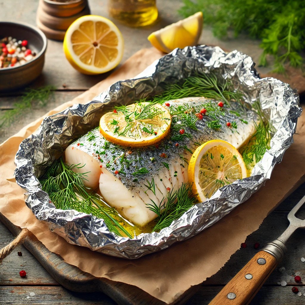 Kabeljauwfilet in Zilverpapierpakketjes