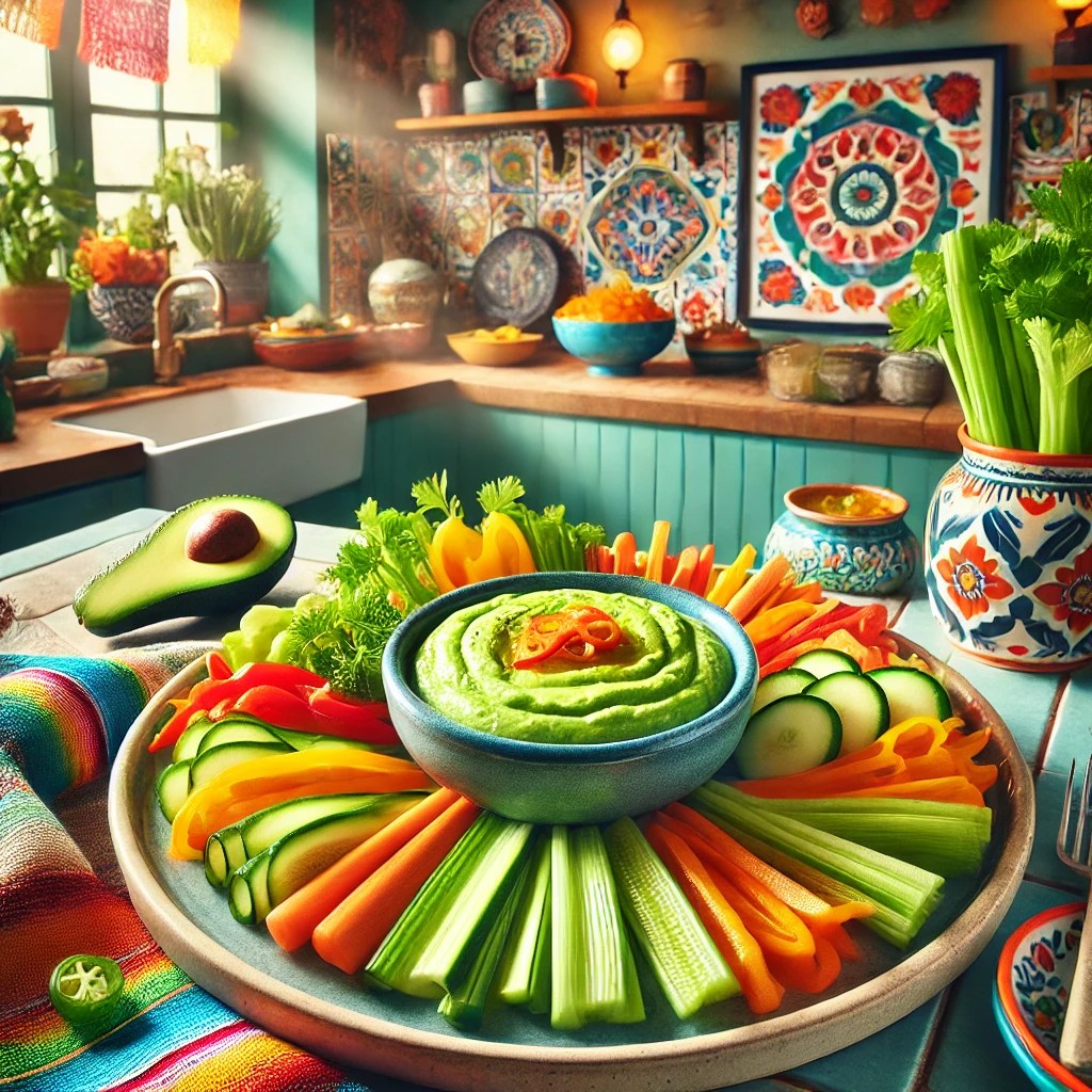 Avocadosaus met Frisse Crudités