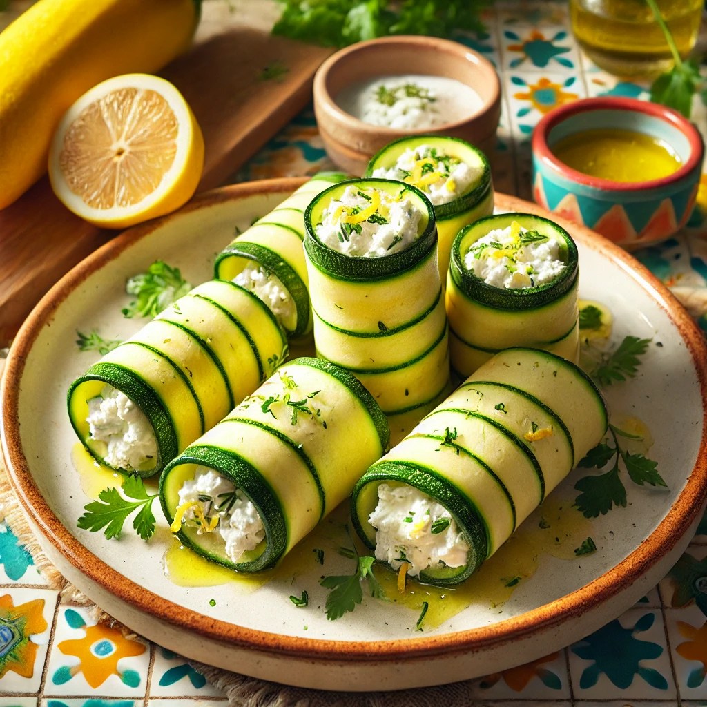 Citroen Ricotta Courgette Roll-ups
